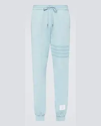 Thom Browne Pantaloni sportivi 4-Bar in jersey Blu