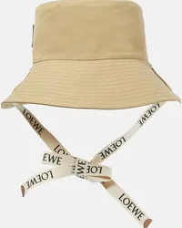 Loewe Cappello da pescatore in canvas e pelle Beige