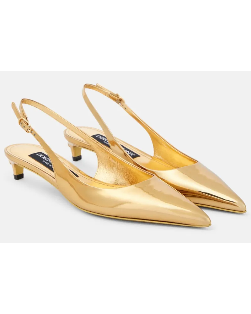 Dolce & Gabbana Pumps slingback in vernice metallizzata Oro