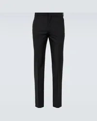 Alexander McQueen Pantaloni slim in lana e mohair Nero