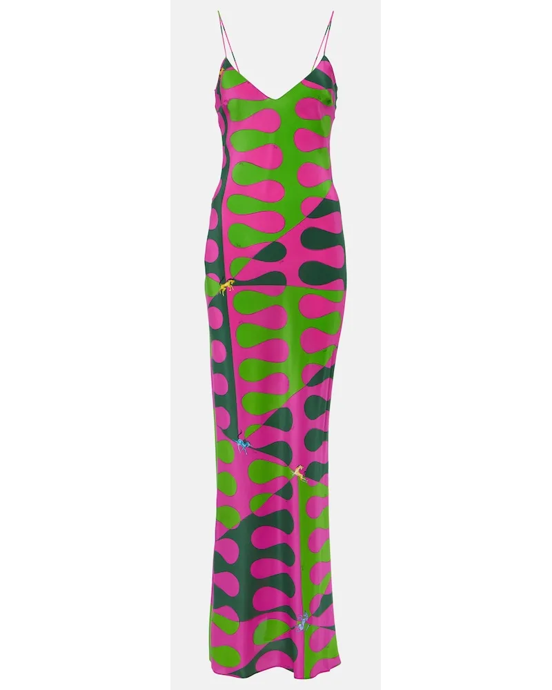 Emilio Pucci Abito lungo Leocorno in seta con stampa Multicolore