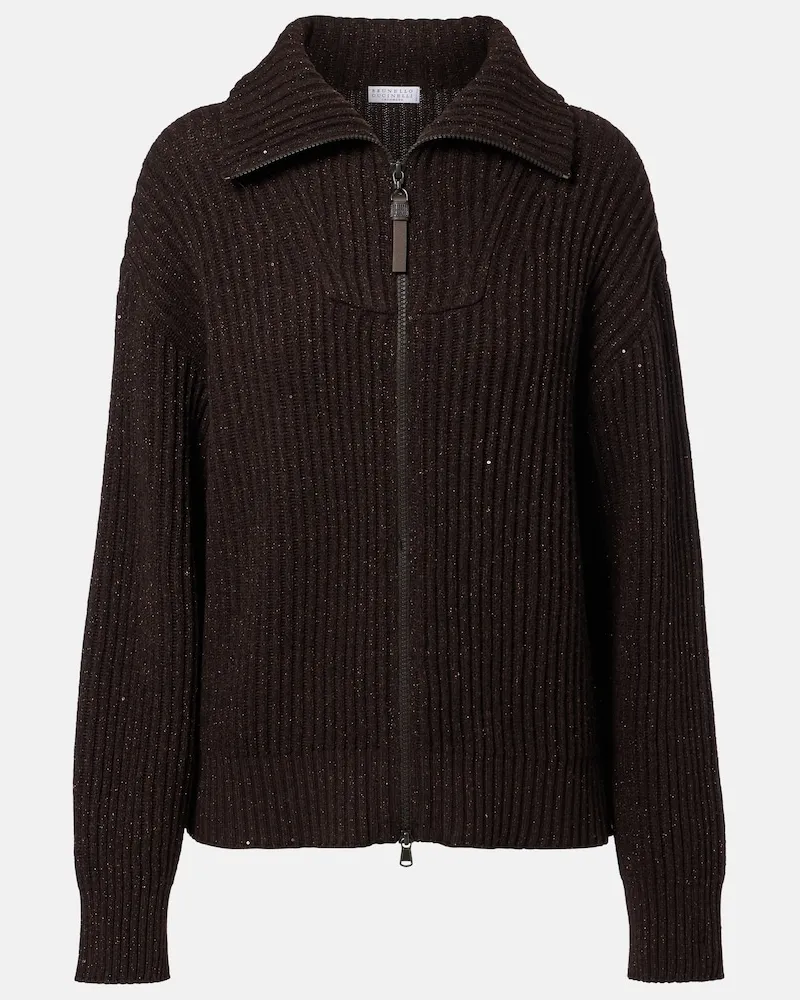 Brunello Cucinelli Pullover in misto cashmere e lana Marrone