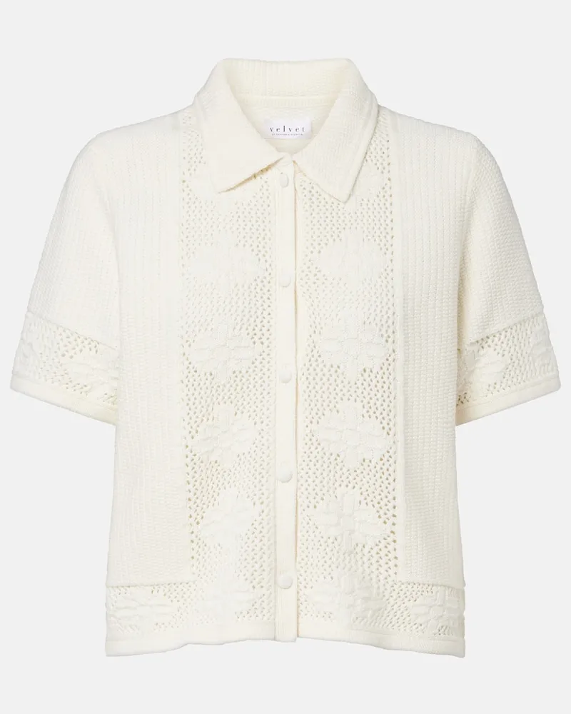 Velvet Top Rosemond in cotone e cashmere Bianco