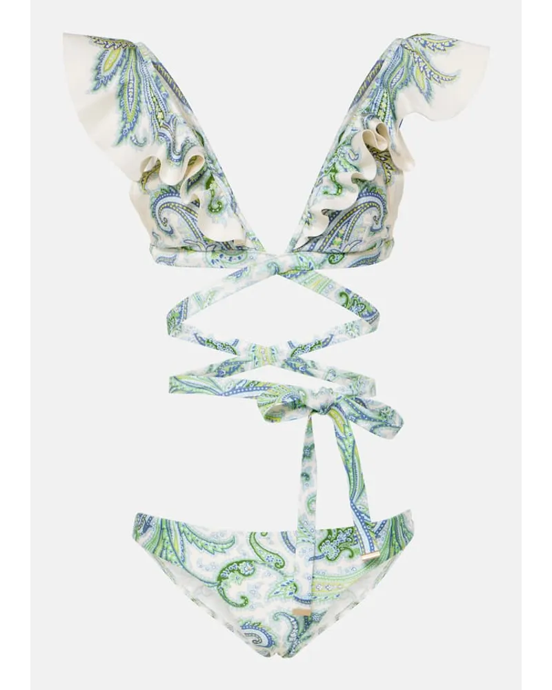 Zimmermann Bikini Ottie con stampa Verde