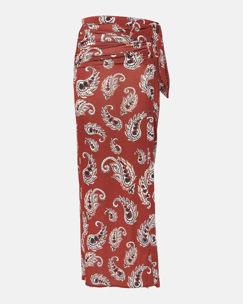 Paco Rabanne Gonna lunga in jersey con stampa paisley Rosso