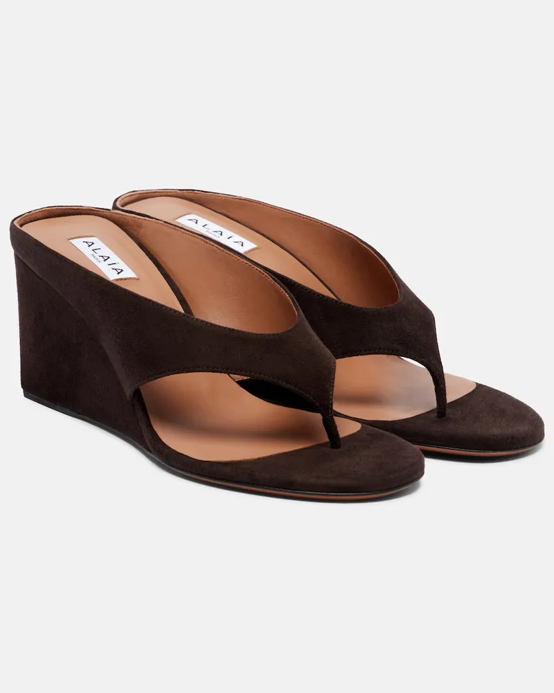 Alaïa AlaÃ¯a Sandali con zeppa Cube in suede Marrone