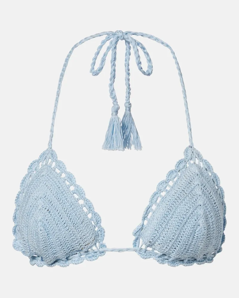 Anna Kosturova Top bikini in cotone crochet Blu