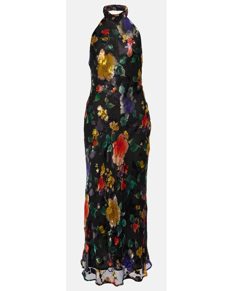 RIXO Abito midi con scollo allâamericana Nero