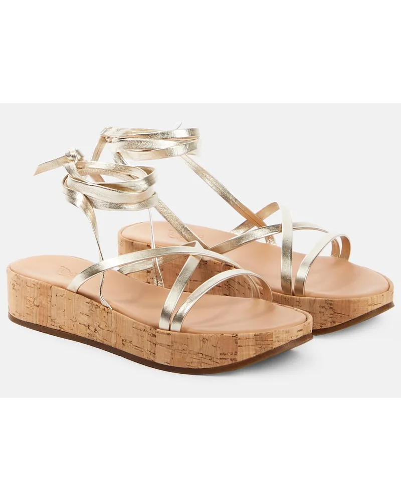 Ancient Greek Sandals Sandali Morfi in sughero e pelle Metallizzato