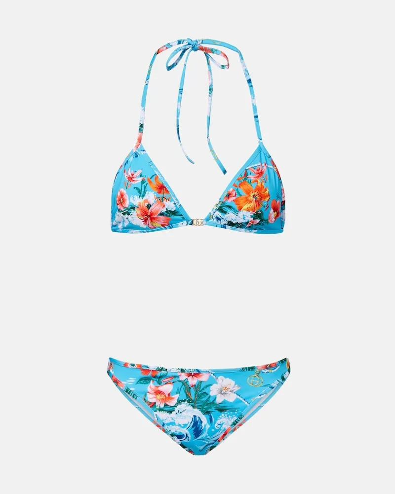 Gucci Bikini con stampa floreale Blu