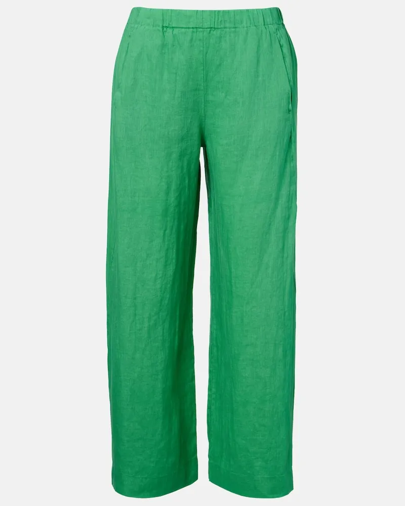 Velvet Pantaloni Lola a gamba larga in lino Verde