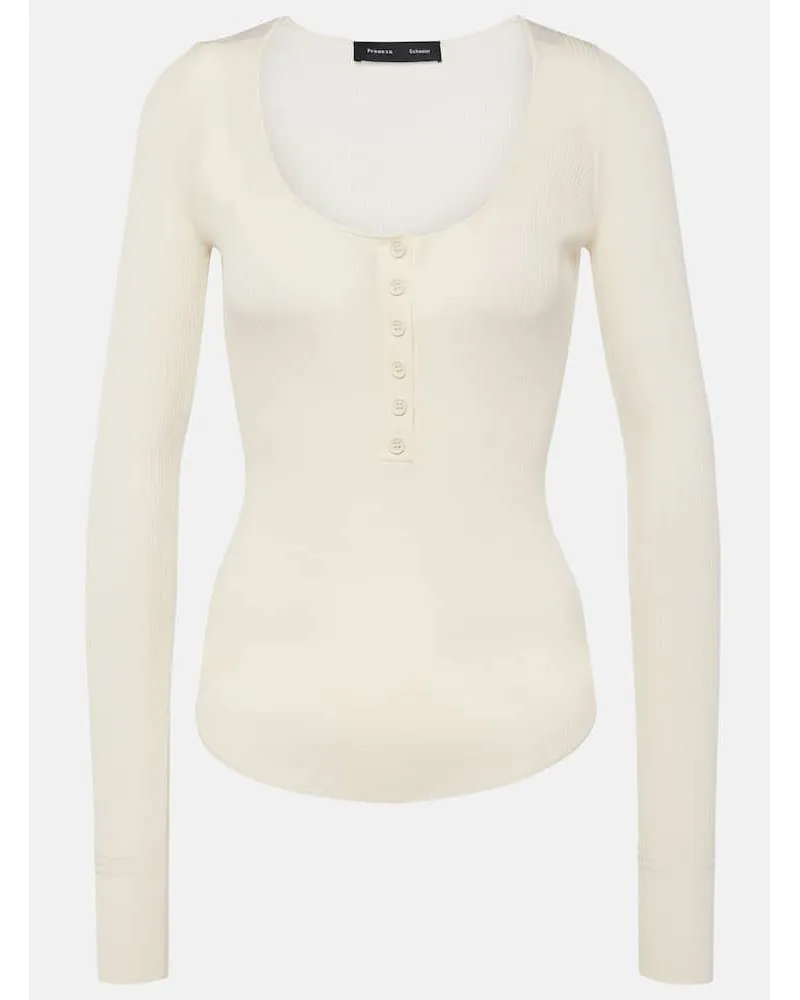 Proenza Schouler Top Boyd in maglia a coste Bianco