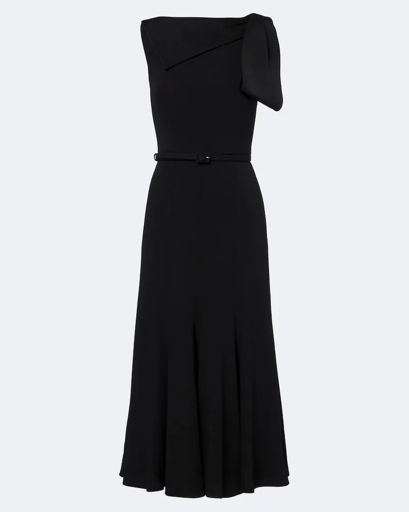 Roland Mouret Abito midi con cintura e fiocco Nero