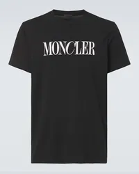 Moncler T-shirt in jersey di cotone con logo Nero