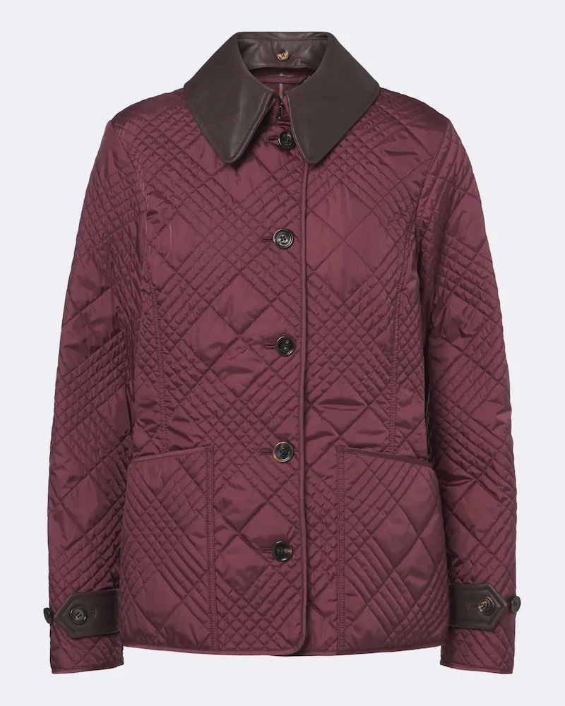 Burberry Giacca Fernleigh trapuntata con pelle Borgogna