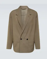 Christophe Lemaire Blazer doppiopetto in twill mélange Beige