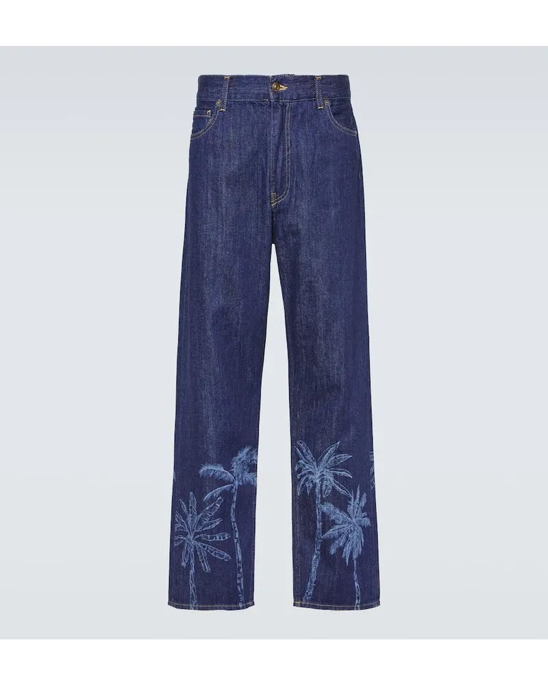 Alanui Jeans Jungle con stampa Blu
