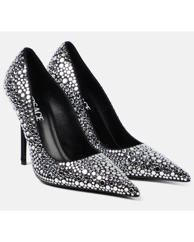 Versace Pumps in pelle con cristalli Nero