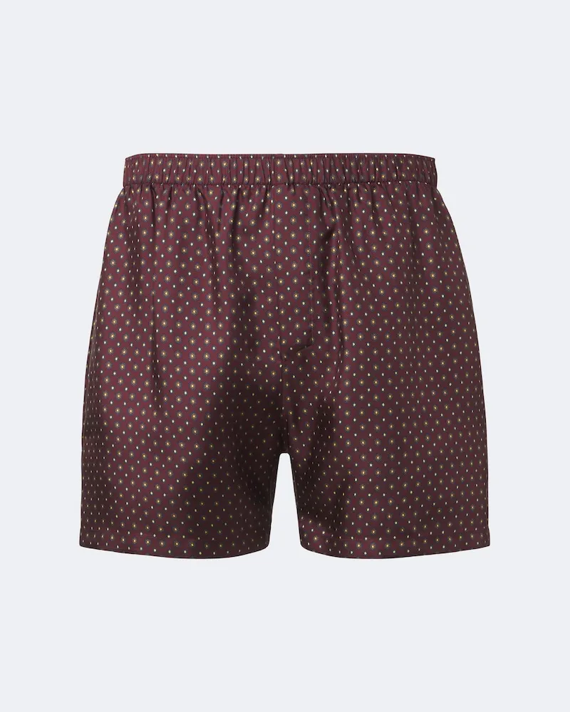 Saint Laurent Shorts in seta con stampa Borgogna