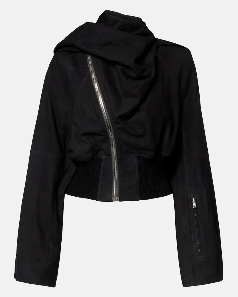 Rick Owens Giacca in pelle con sciarpa Nero