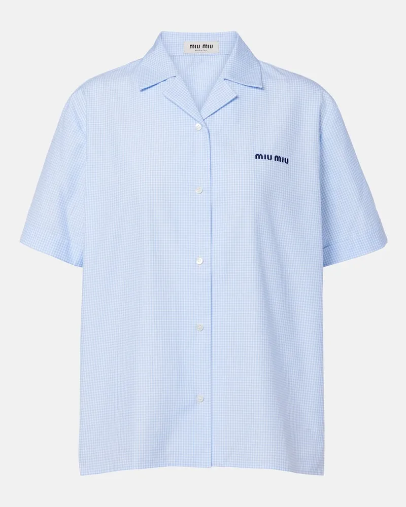 Miu Miu Camicia in popeline di cotone a quadri Blu