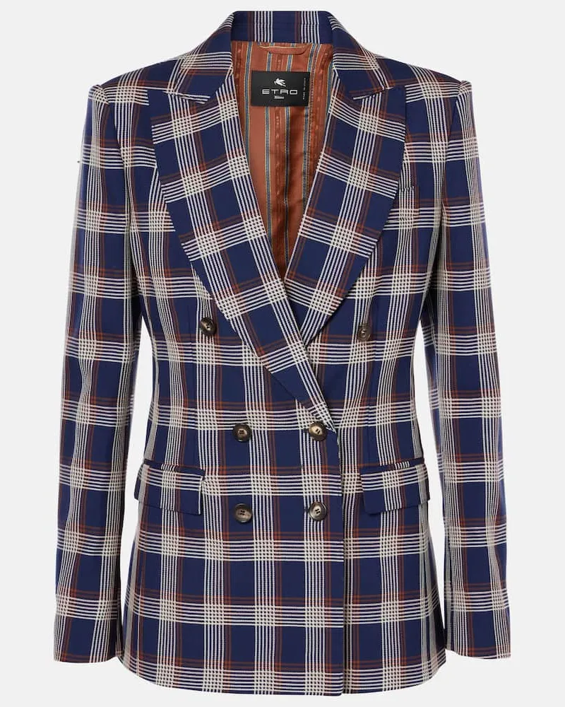 Etro Blazer in lana a quadri Blu