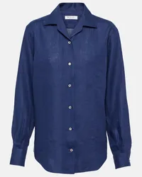 Loro Piana Camicia Neo André in lino Blu