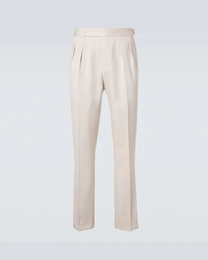 Brunello Cucinelli Pantaloni regular in seta Bianco