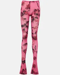 Blumarine Leggings semitrasparenti con stampa Viola