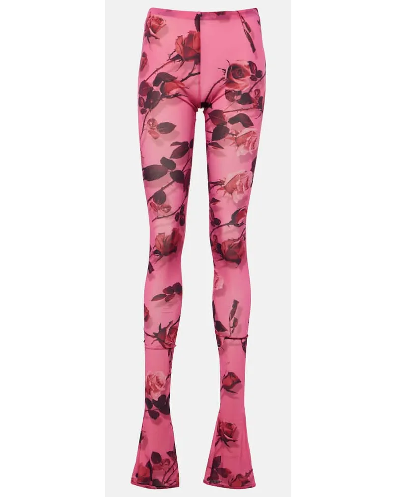 Blumarine Leggings semitrasparenti con stampa Viola