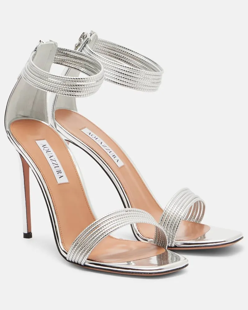 Aquazzura Sandali Sway in pelle metallizzata Argento