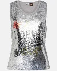 Loewe Paula's Ibiza - Top in misto cotone con paillettes Argento