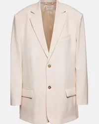 TOD'S Blazer in lana con finiture in pelle Beige