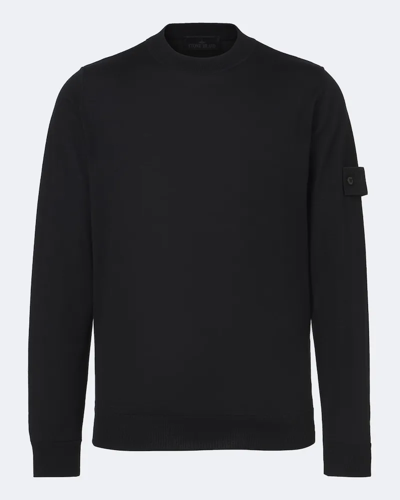 Stone Island Pullover Ghost in lana vergine Nero