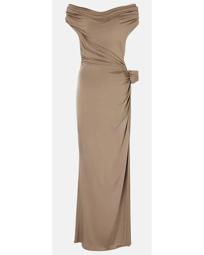 Magda Butrym Abito midi in jersey con applicazione floreale Beige