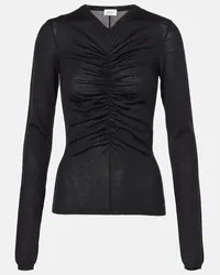 Saint Laurent Top in cashmere, lana e seta Nero