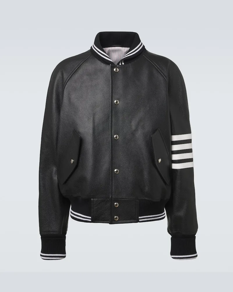 Thom Browne Giacca bomber 4-Bar in pelle Nero