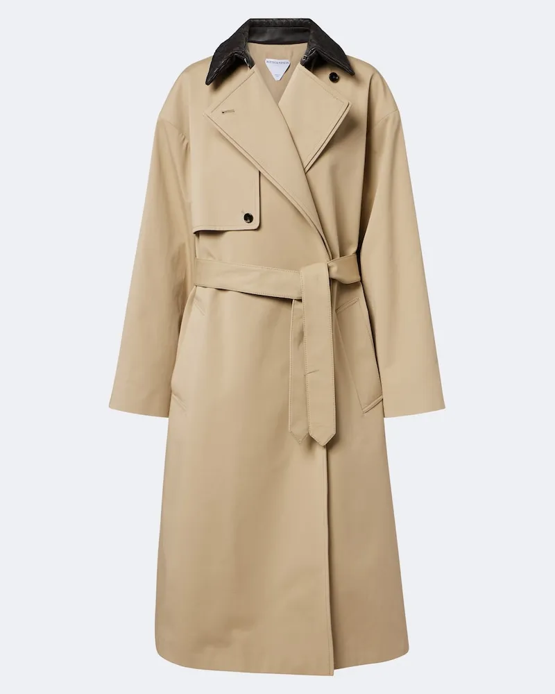 Bottega Veneta Trench Intrecciato in cotone Beige