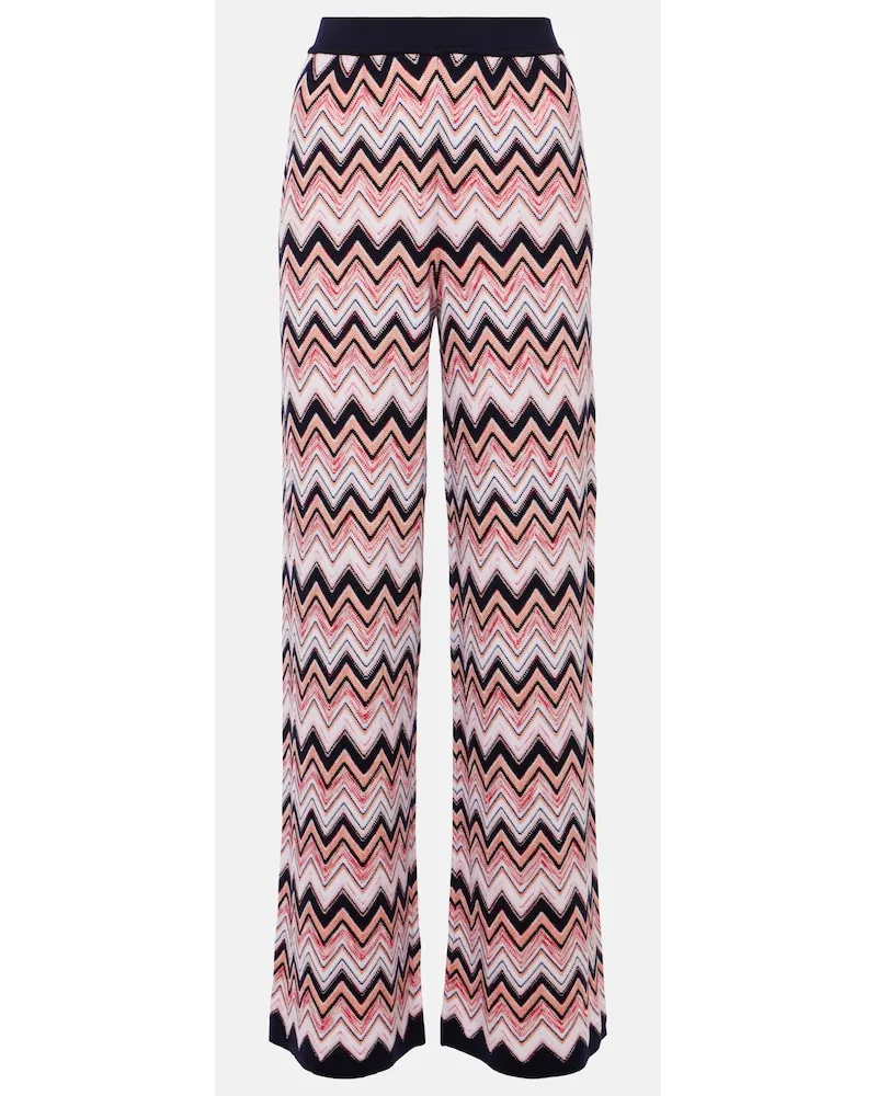 Missoni Pantaloni a gamba larga e vita alta a zig-zag Multicolore