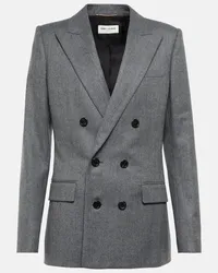 Saint Laurent Blazer doppiopetto in lana Grigio