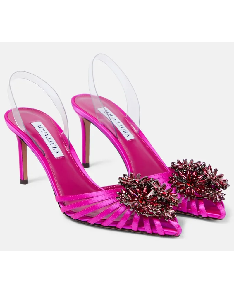 Aquazzura Pumps Crystal Margarita in raso con cristalli Rosa