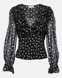 RIXO Blusa Lasca in seta a pois Nero