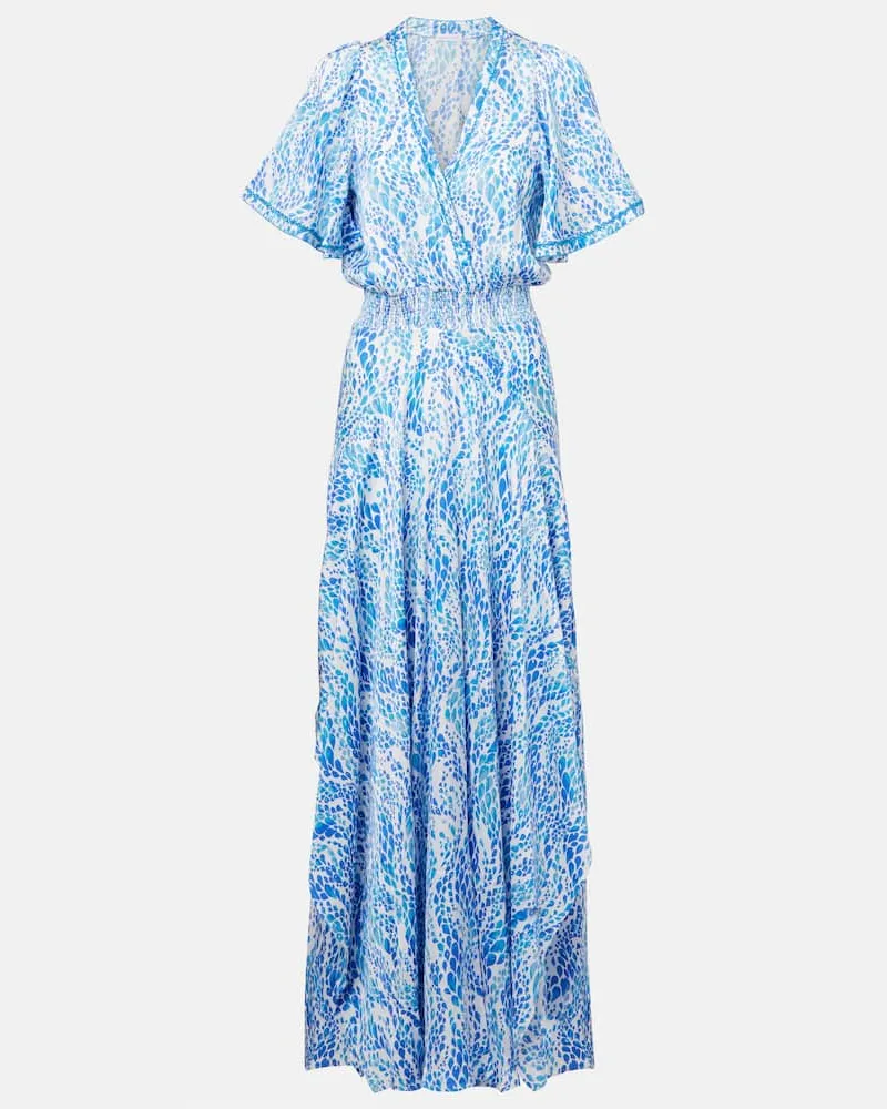 Poupette St Barth Abito lungo Mabelle con stampa Blu
