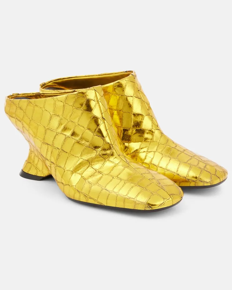 Dries van Noten Mules in pelle con stampa Oro