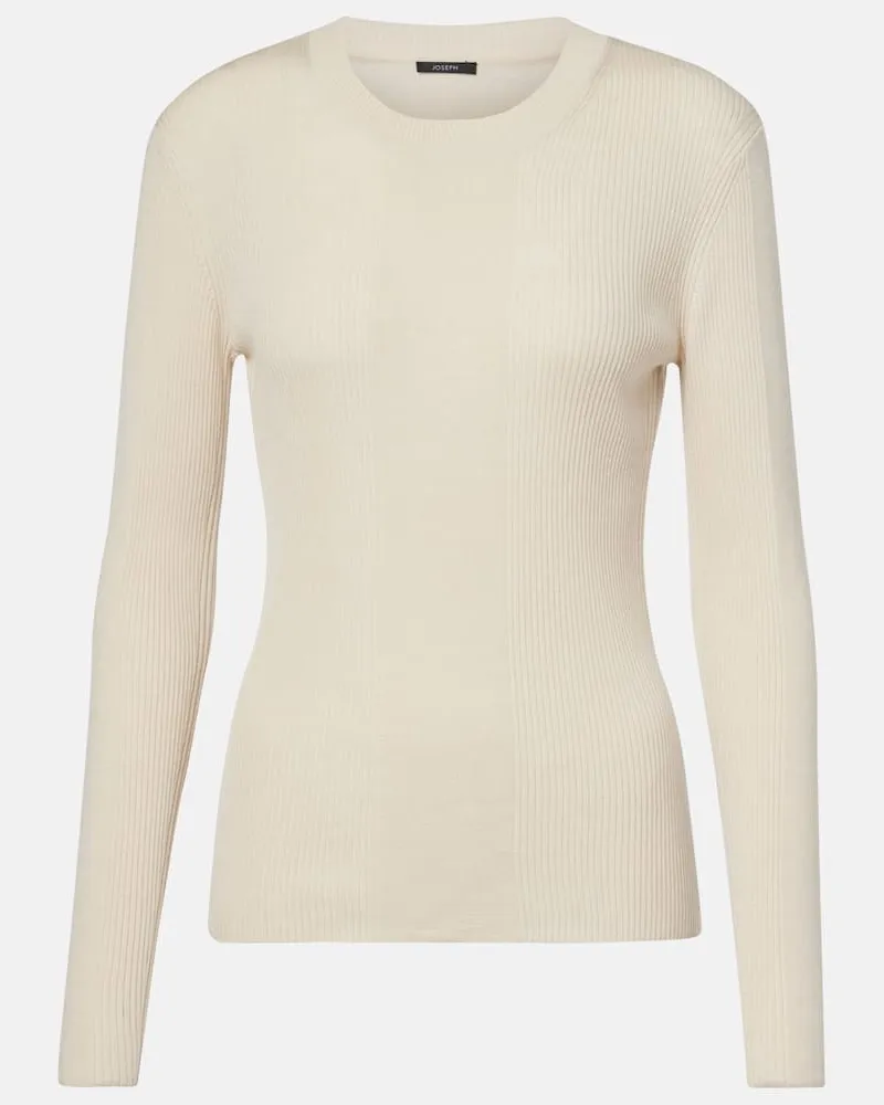 Joseph Pullover in maglia di lana a coste Beige