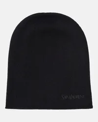 Saint Laurent Berretto in cashmere con logo Nero