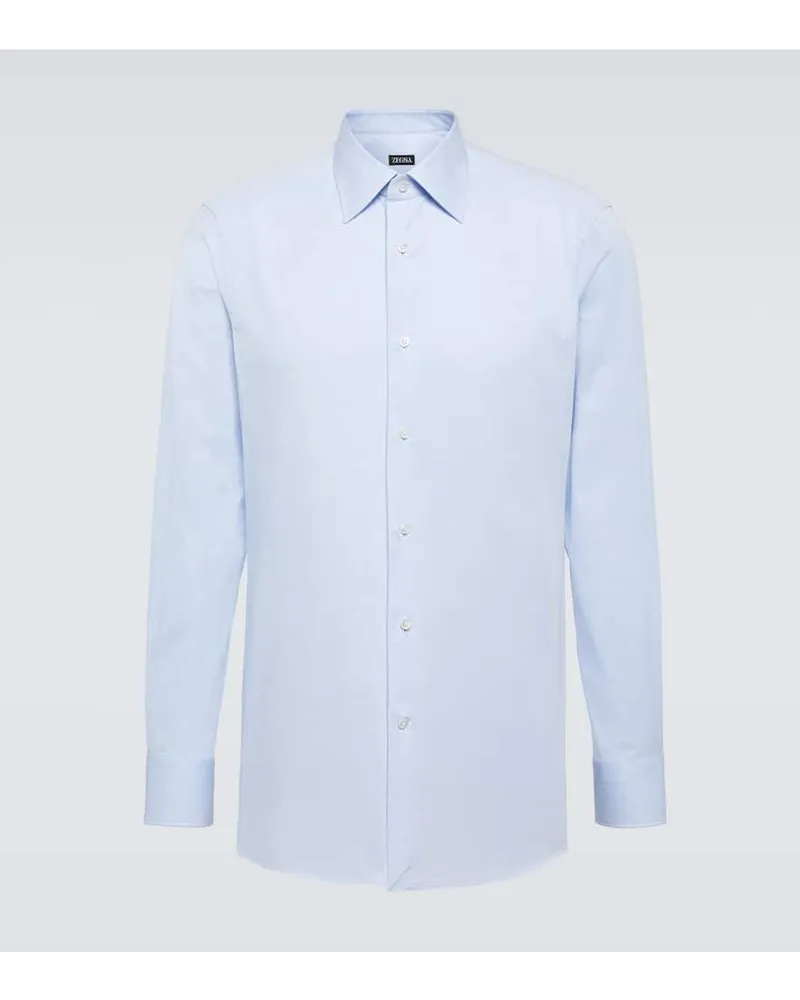 Ermenegildo Zegna Camicia in misto cotone Blu