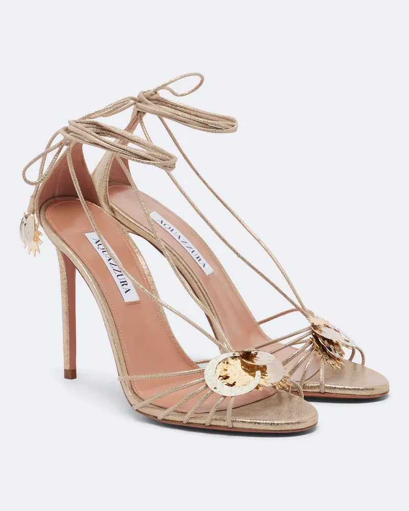 Aquazzura Sandali Night Stars in pelle metallizzata Oro