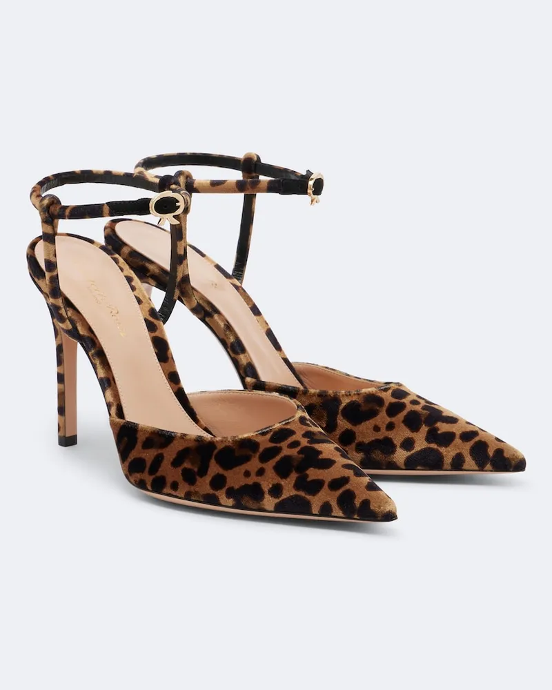 Gianvito Rossi Pumps slingback in velluto Marrone