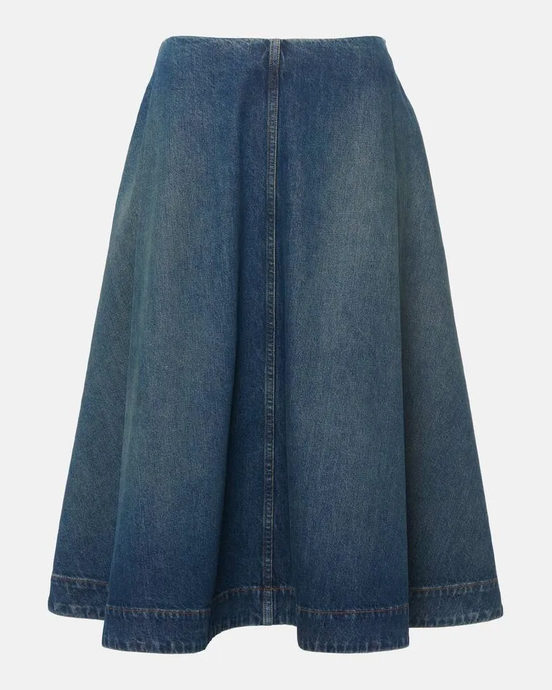 KHAITE Gonna midi di jeans Renta Blu